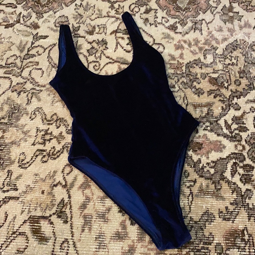 Fox Swim XS Navy Velvet One Piece Swimsuit